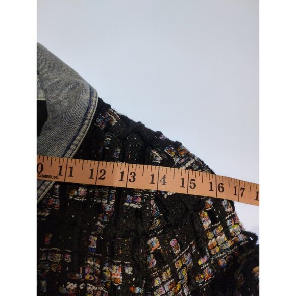Ecru  Black Multi Color Denim And Tweed Jacket Size PM NEW - Picture 14 of 14